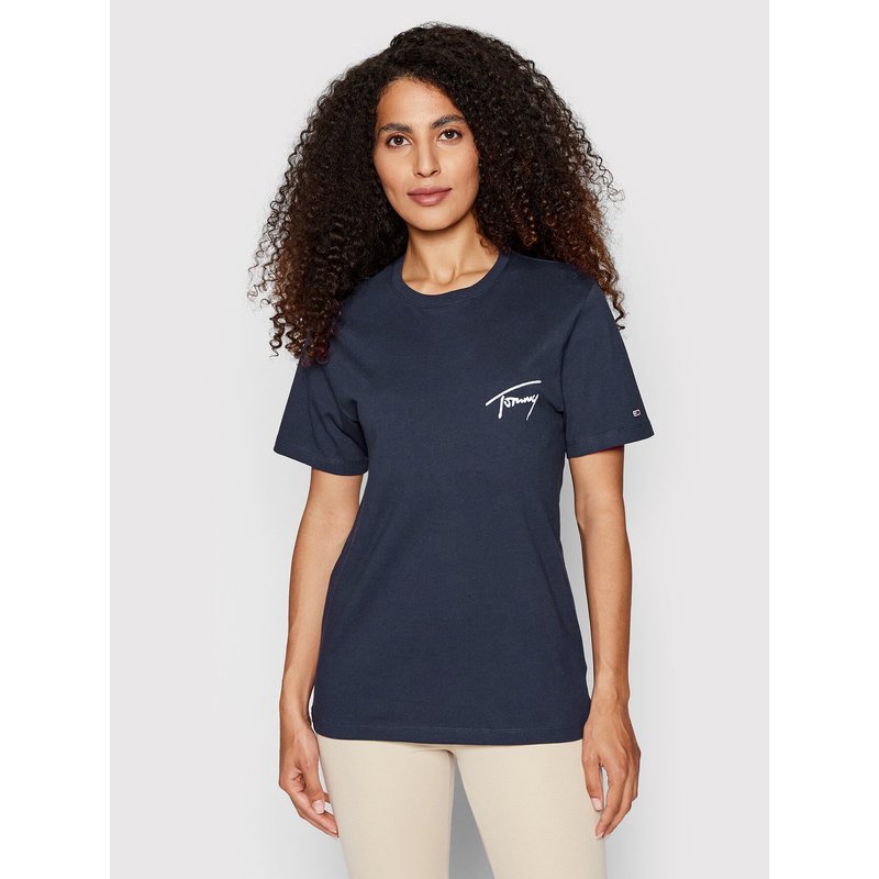 Tommy Jeans T-Shirt Signature DW0DW12940 Dunkelblau Relaxed Fit