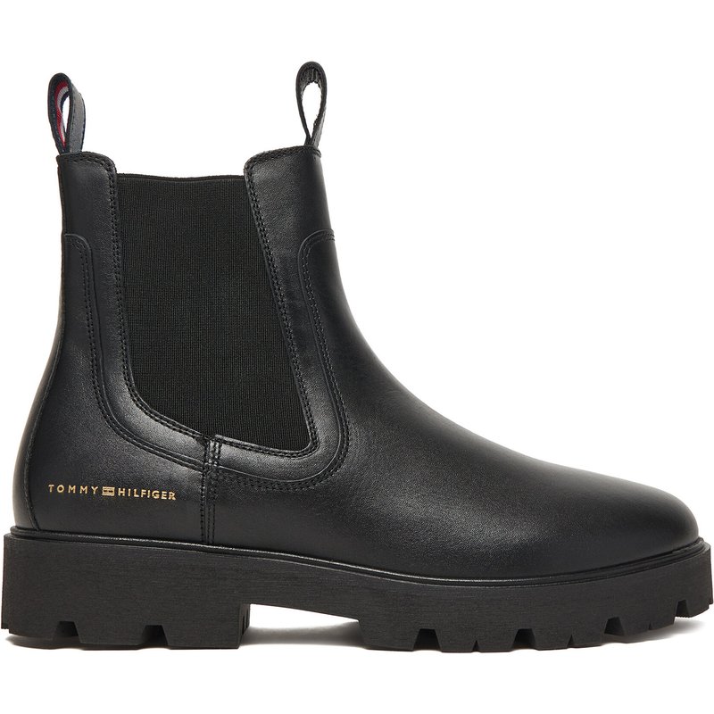 Klassische Stiefeletten Tommy Hilfiger Lthr Low Chelsea FW0FW08775 Schwarz
