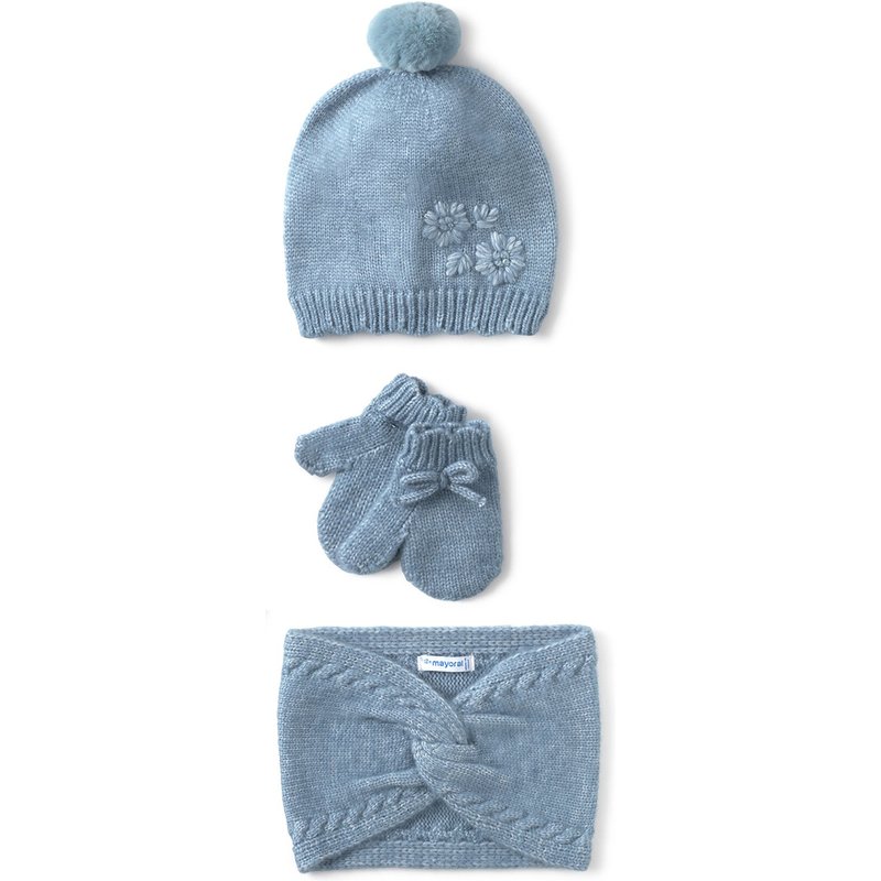 Set Mütze, Loop-Schal und Handschuhe Mayoral 10019 Blau