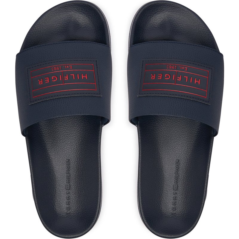 Pantoletten Tommy Hilfiger Patch Pool Slide FM0FM06008 Dunkelblau