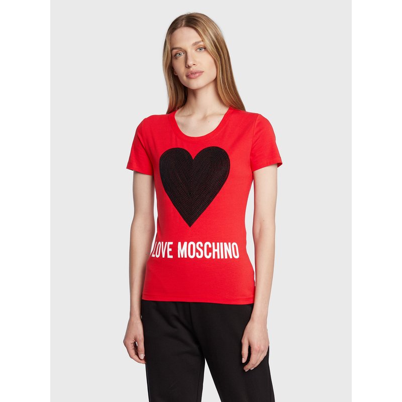LOVE MOSCHINO T-Shirt W4H1932E 1951 Rot Slim Fit