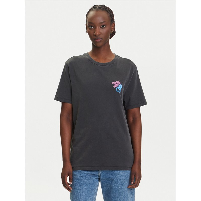 Tommy Jeans T-Shirt Neon DW0DW21358 Grau Relaxed Fit