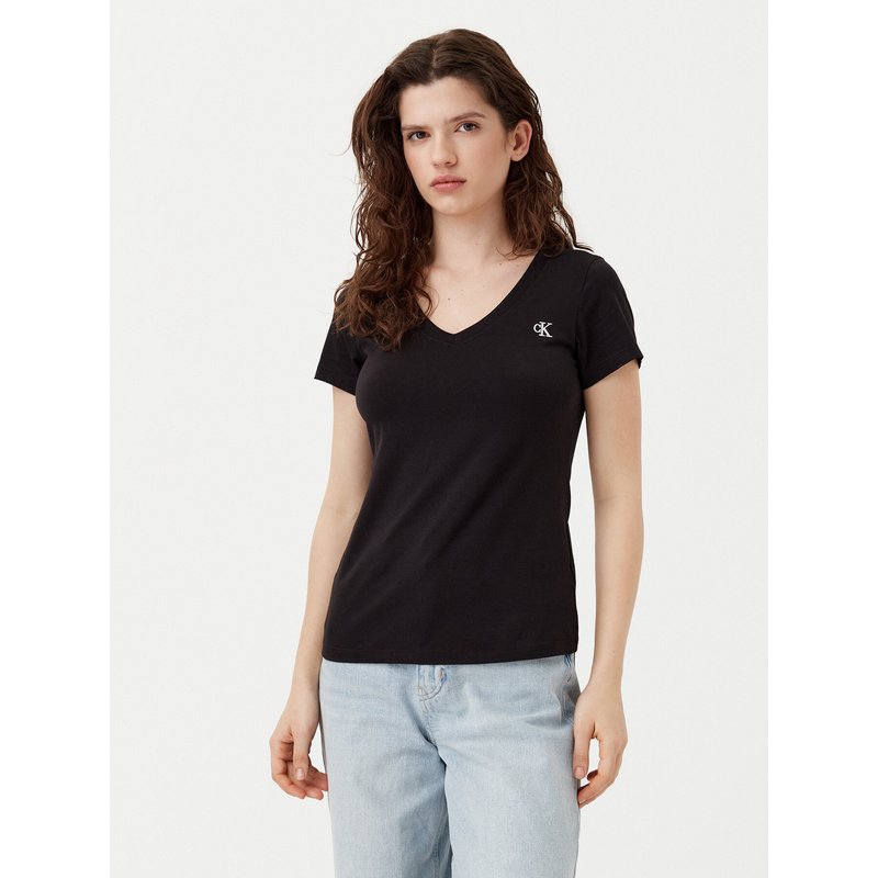 Calvin Klein Jeans T-Shirt Rood J20J213716 Schwarz Regular Fit