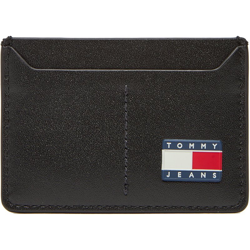 Kreditkartenetui Tommy Jeans Tjm Heritage Leather Cc Holder AM0AM13410 Schwarz