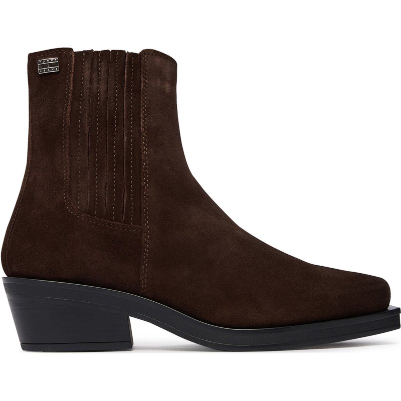 Stiefeletten Tommy Jeans Tjw Suede Cowboy Boots EN0EN03142 Dunkelbraun