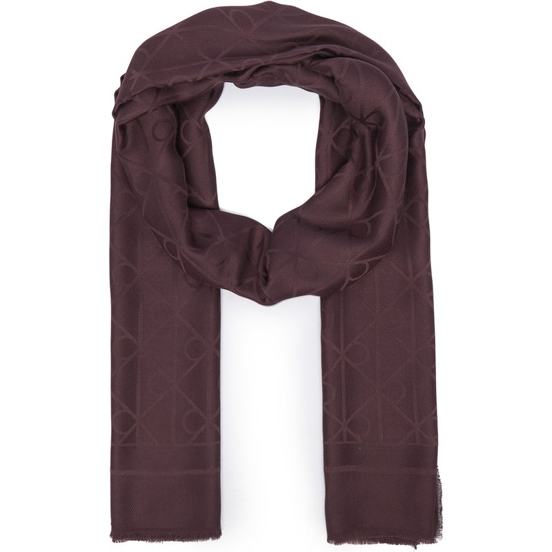 Schal Calvin Klein Emblem Aop Glossy Tonal Scarf LV04F8096G Dunkelrot