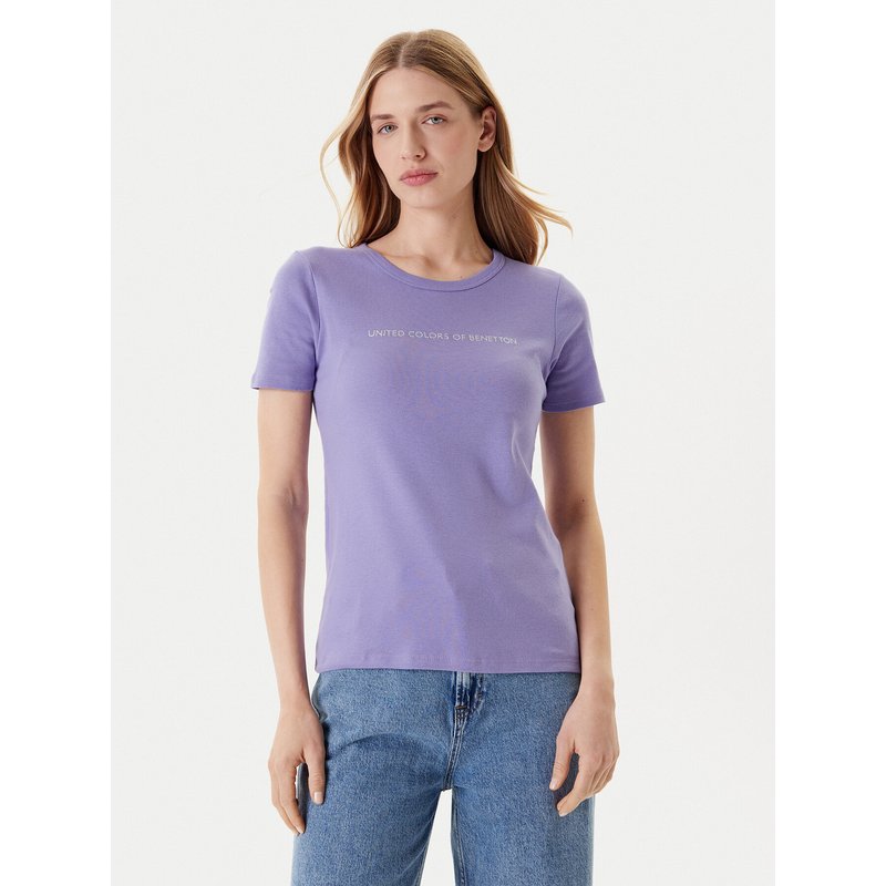 United Colors Of Benetton T-Shirt 3GA2E16A2 Violett Regular Fit