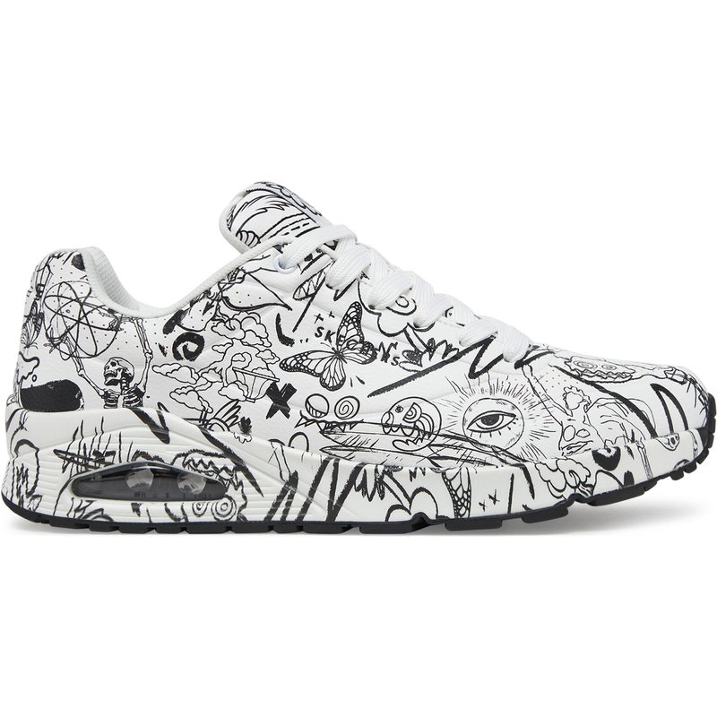 Sneakers Skechers UNO Printed Lace-Up 183501/WBK Weiß