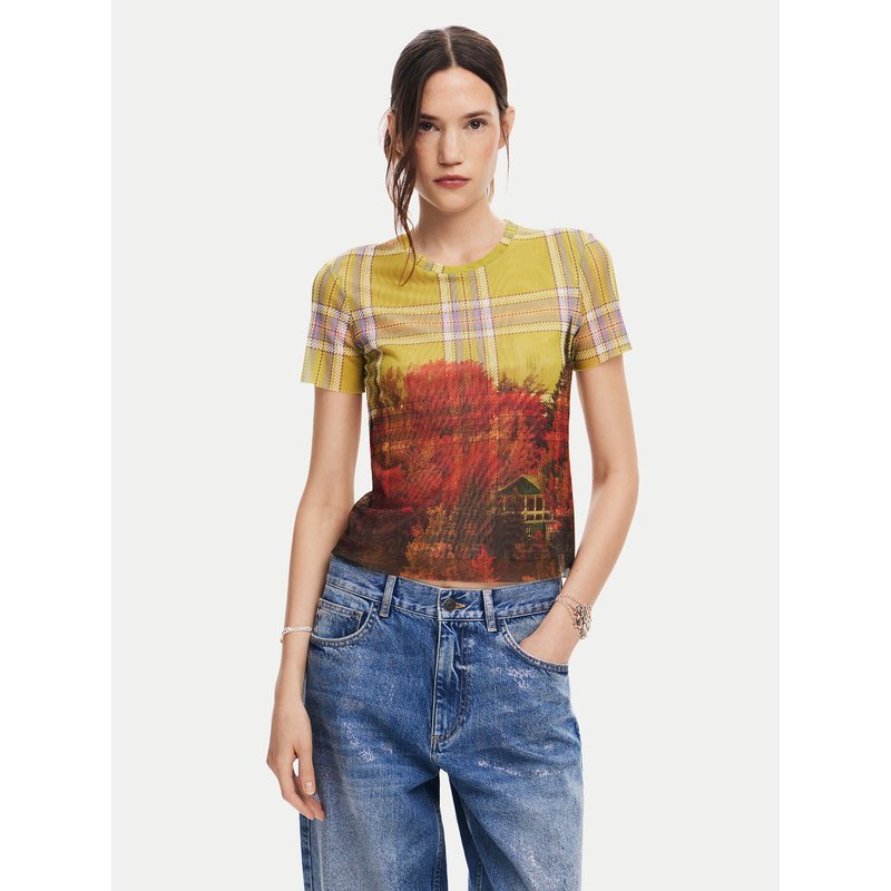 Desigual T-Shirt Double 24WWTK27 Bunt Slim Fit