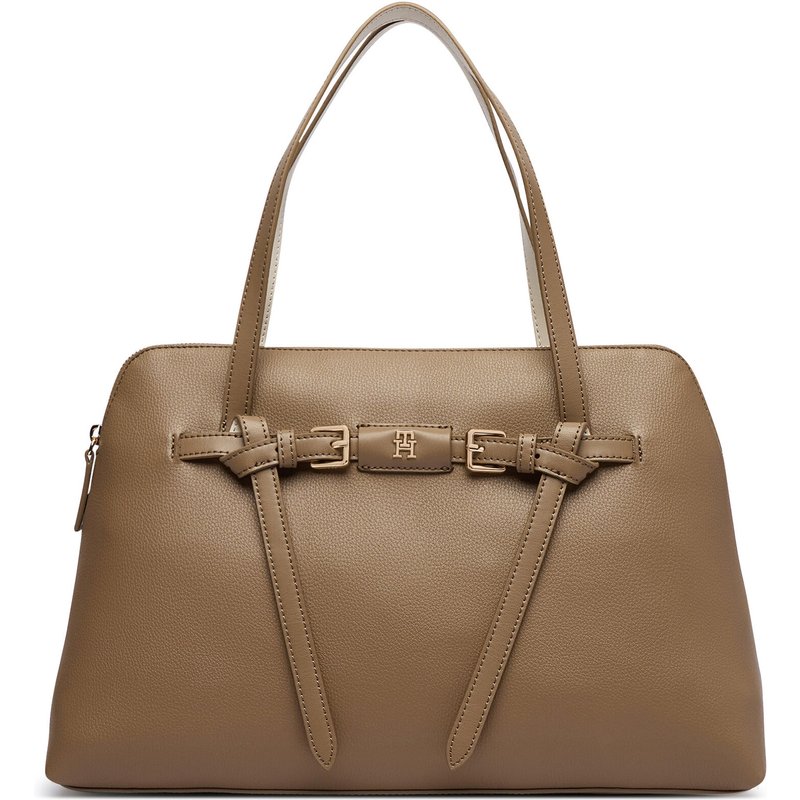 Handtasche Tommy Hilfiger Th Buckle Tote AW0AW19032 Beige