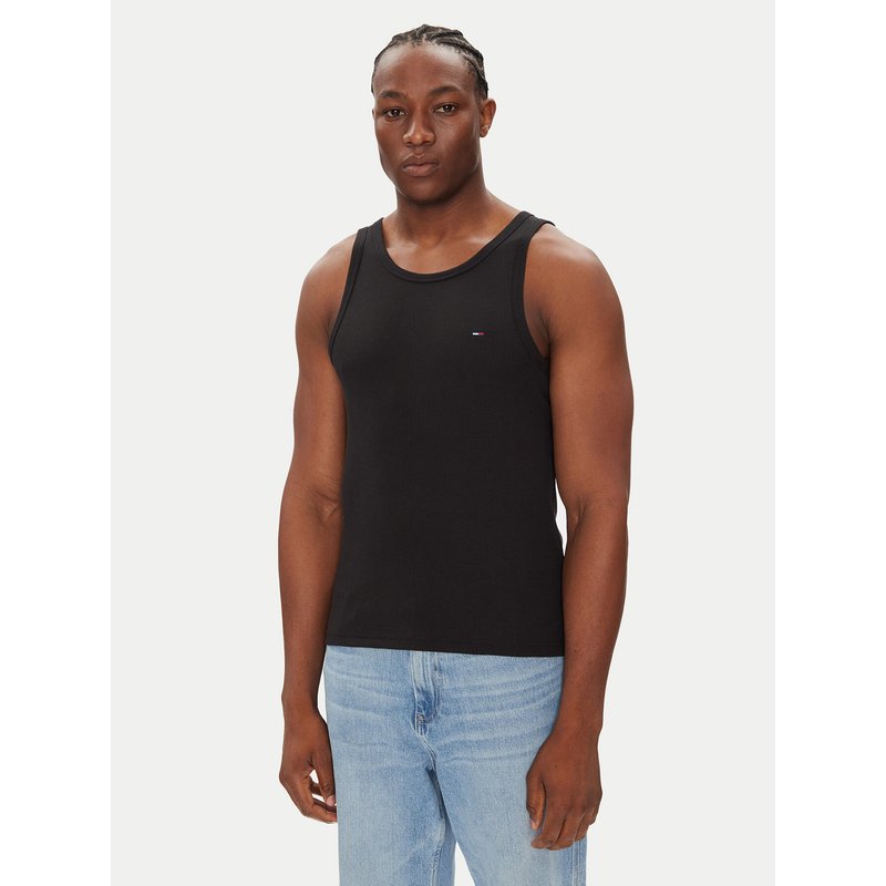Tommy Jeans Tank-Top Classic Flag DM0DM21927 Schwarz Slim Fit