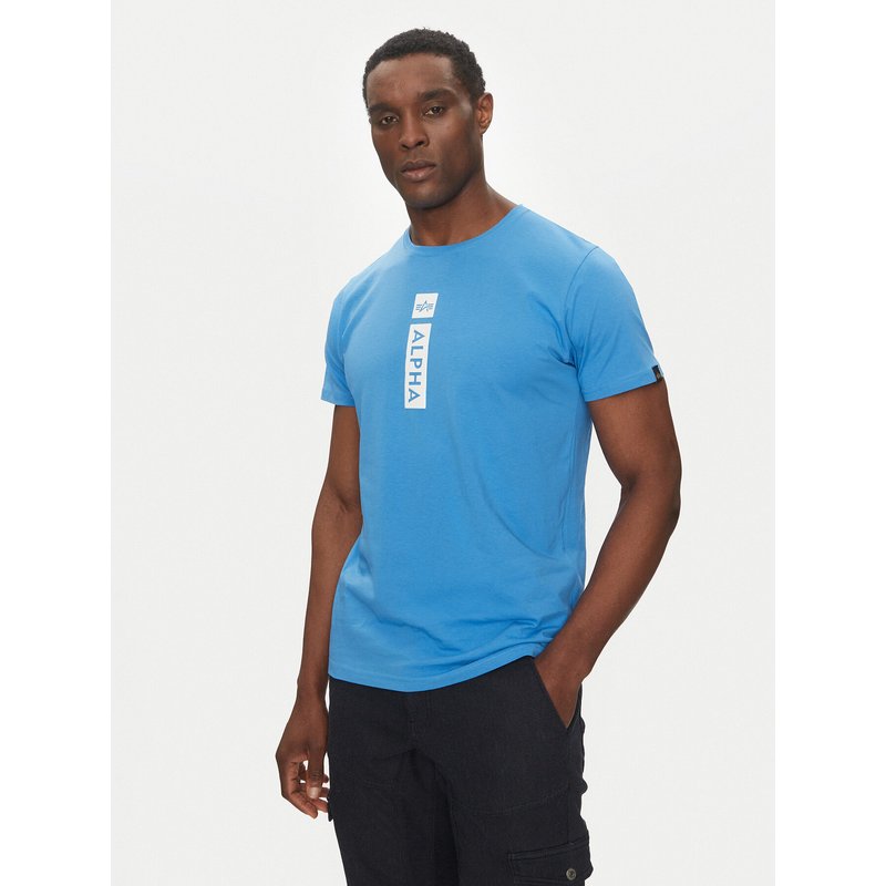 Alpha Industries T-Shirt Puff Print 146509 Blau Regular Fit