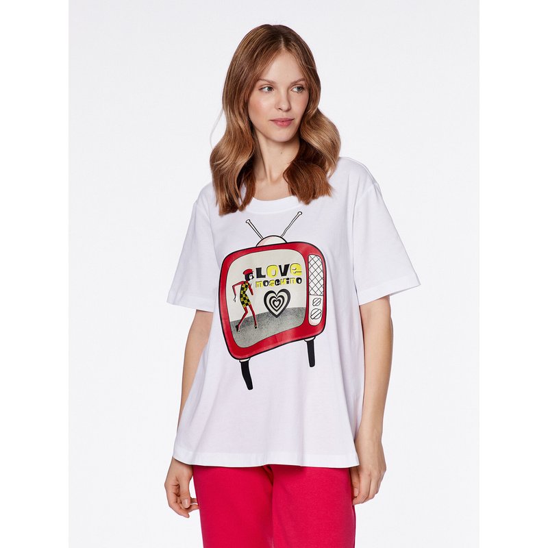 LOVE MOSCHINO T-Shirt W4H8301M 3876 Weiß Relaxed Fit