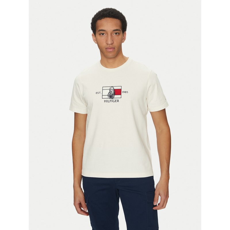Tommy Hilfiger T-Shirt Sailing MW0MW38628 Écru Regular Fit
