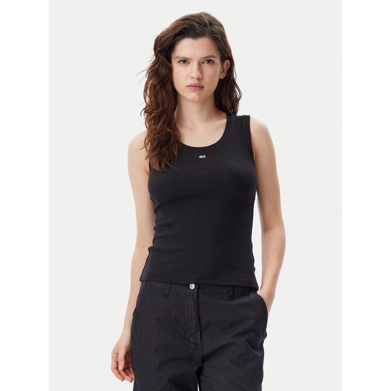 Tommy Jeans Top Essential DW0DW20673 Schwarz Slim Fit