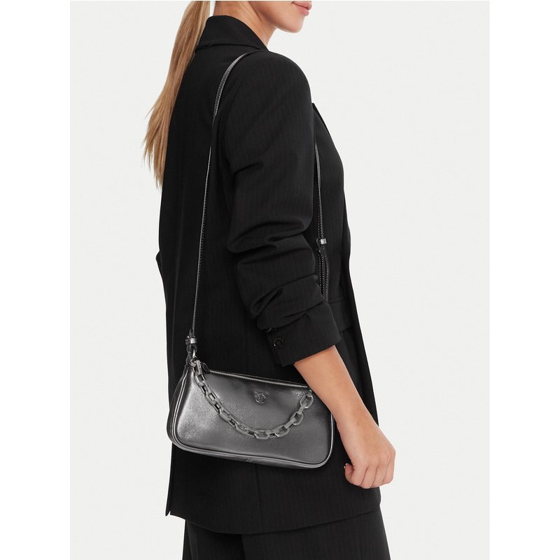 Handtasche PINKO Half Moon Baguette Mini AI 25-26 PLTT 105069 A2O9 Silberfarben