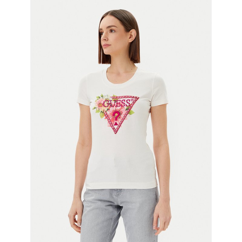 Guess T-Shirt W5GI10 J1314 Weiß Slim Fit