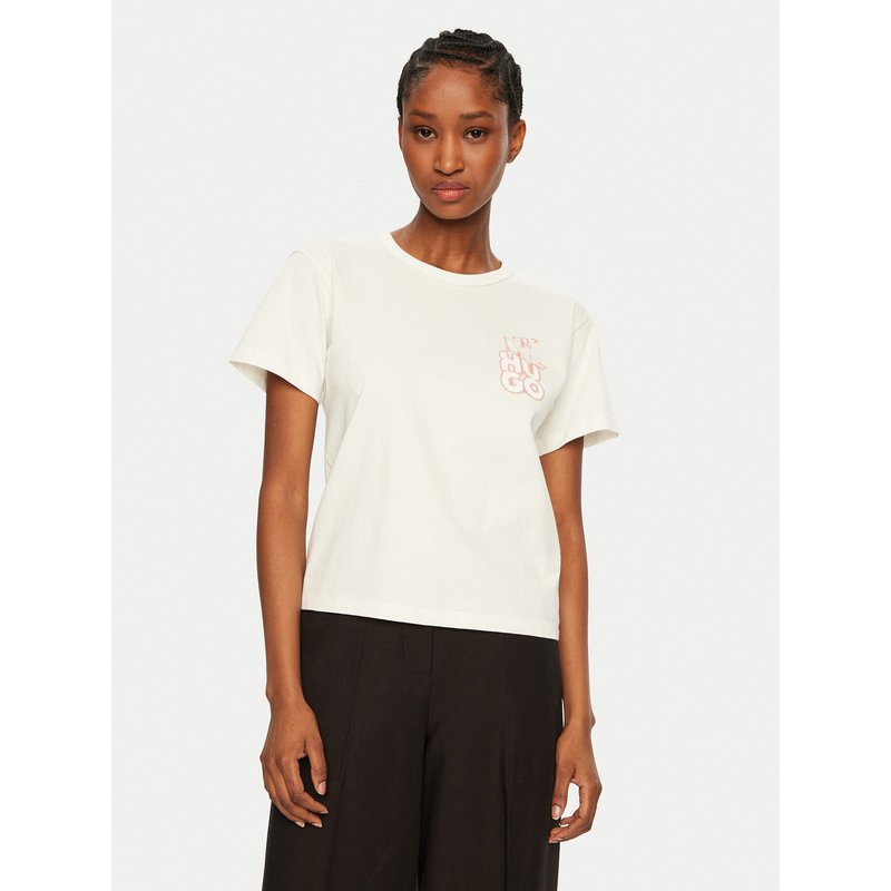 HUGO T-Shirt Destrel_1 50534246 Écru Regular Fit