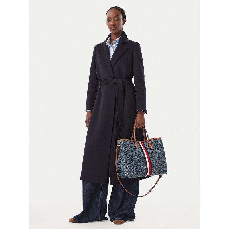 Handtasche Tommy Hilfiger Th Monoplay Satchel Corp AW0AW19516 Dunkelblau