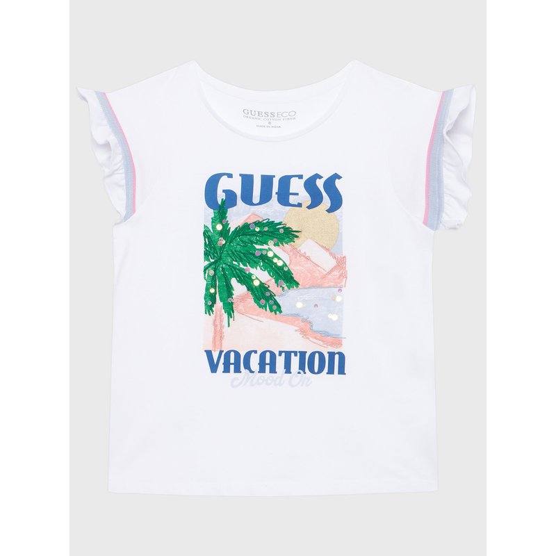 Guess T-Shirt J3GI26 K8HM0 Weiß Regular Fit