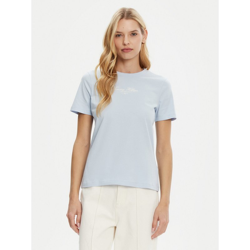 Tommy Hilfiger T-Shirt WW0WW45428 Himmelblau Regular Fit