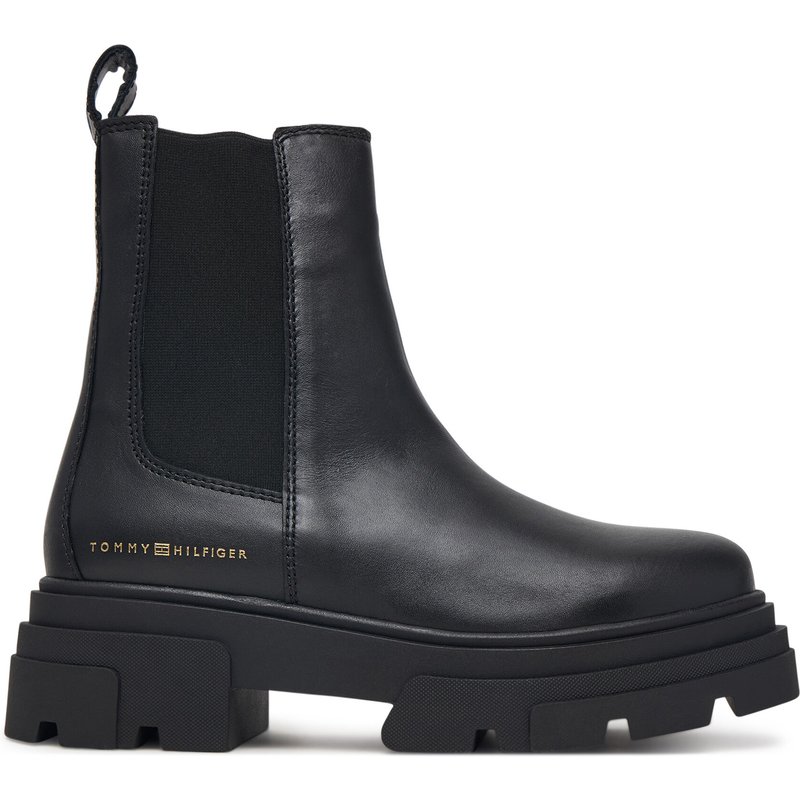 Klassische Stiefeletten Tommy Hilfiger Leather Chunky Chelsea Boot FW0FW09679 Schwarz