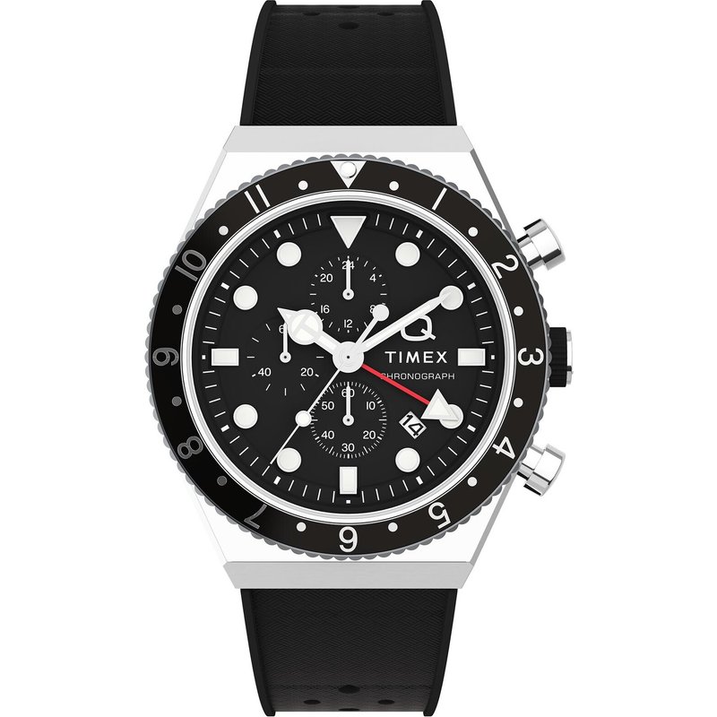 Uhr Timex Q Timex Three Time Zone Chronograph TW2V70000 Schwarz