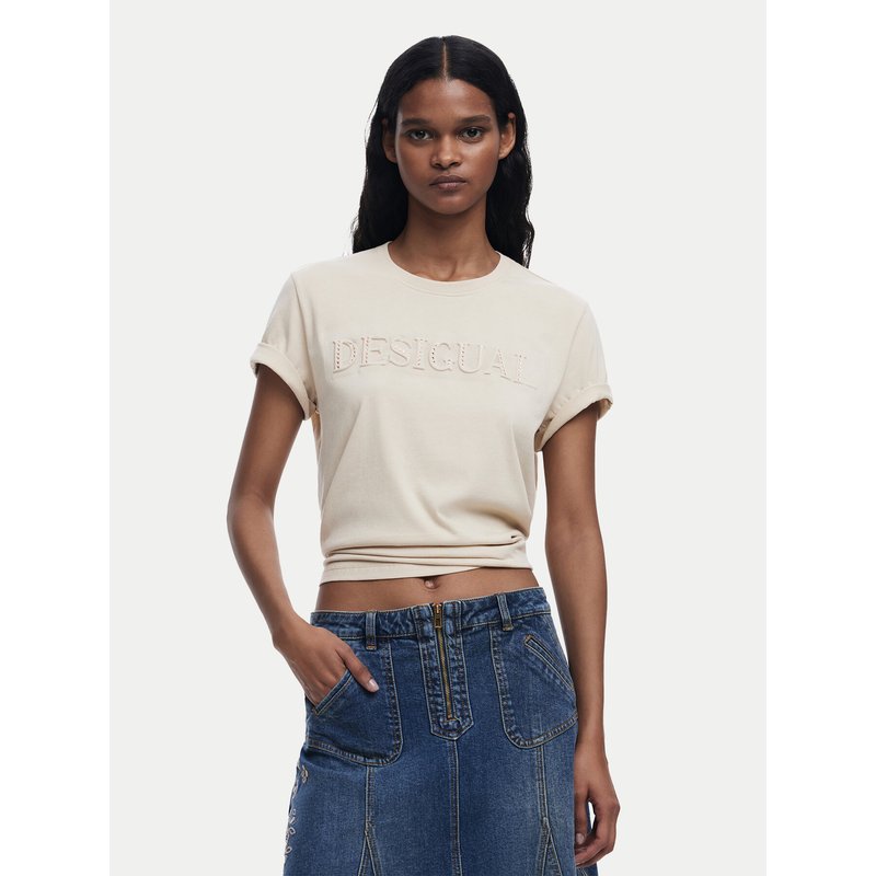 Desigual T-Shirt Brandy 25SWTK17 Écru Regular Fit