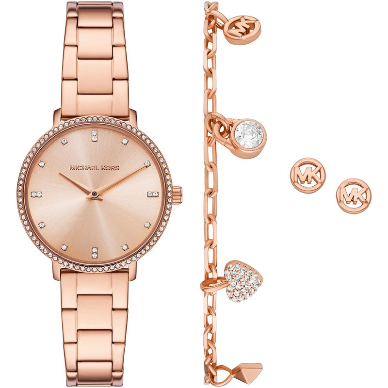 Uhr, Armband und Ohrringe Set Michael Kors Pyper Gift Set MK7645SET Roségold