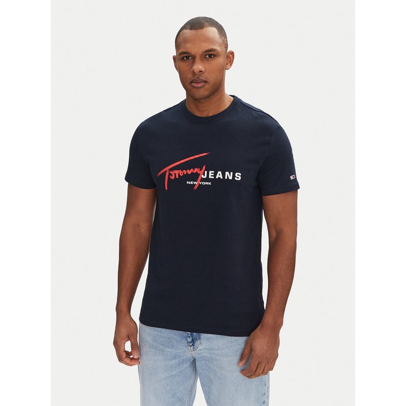 Tommy Jeans T-Shirt Signature Dna DM0DM20817 Dunkelblau Regular Fit