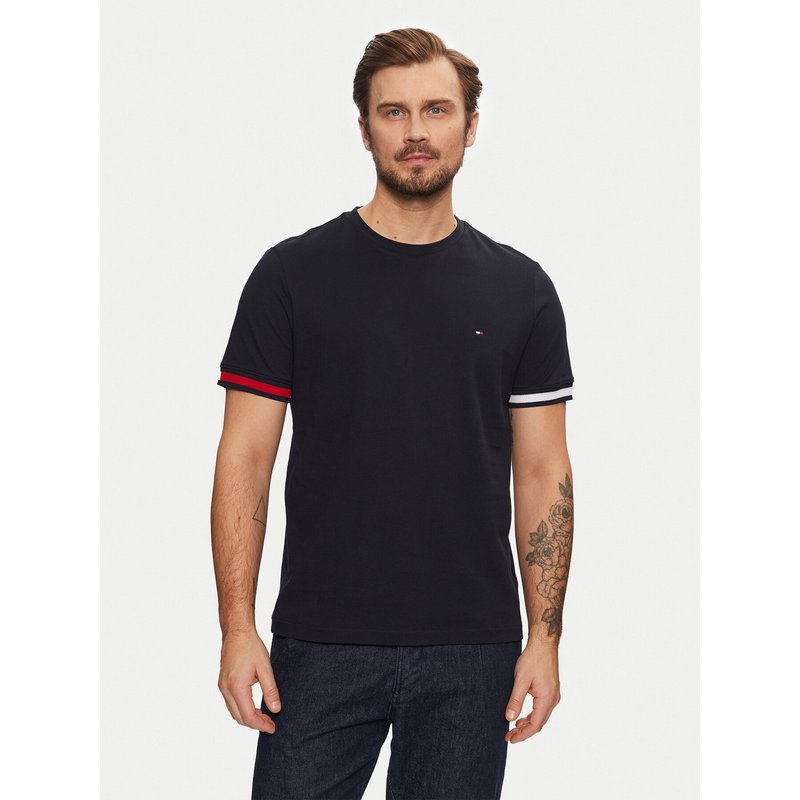 Tommy Hilfiger T-Shirt Global Stripe MW0MW38078 Dunkelblau Regular Fit