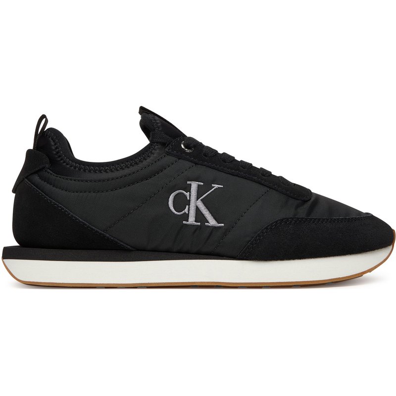 Sneakers Calvin Klein Retro Runner Sock Laceup Mix Mat YW0YW02060 Schwarz