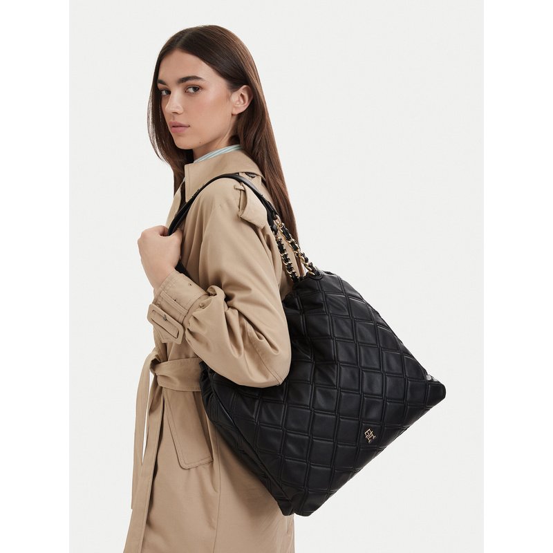 Handtasche Tommy Hilfiger Th Feminine Tote AW0AW18719 Schwarz