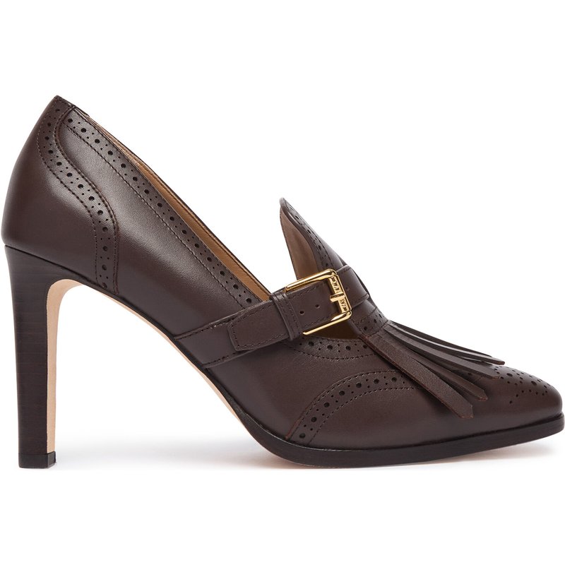 Halbschuhe LAUREN RALPH LAUREN Colleen Perforated Calfskin Kiltie Pump 802P02364004 Dunkelbraun