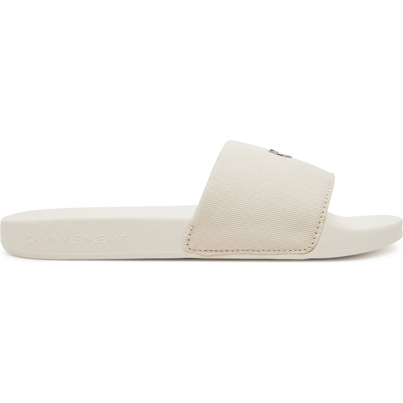 Pantoletten Calvin Klein Jeans Slide Monogram Hardware YW0YW01713 Écru