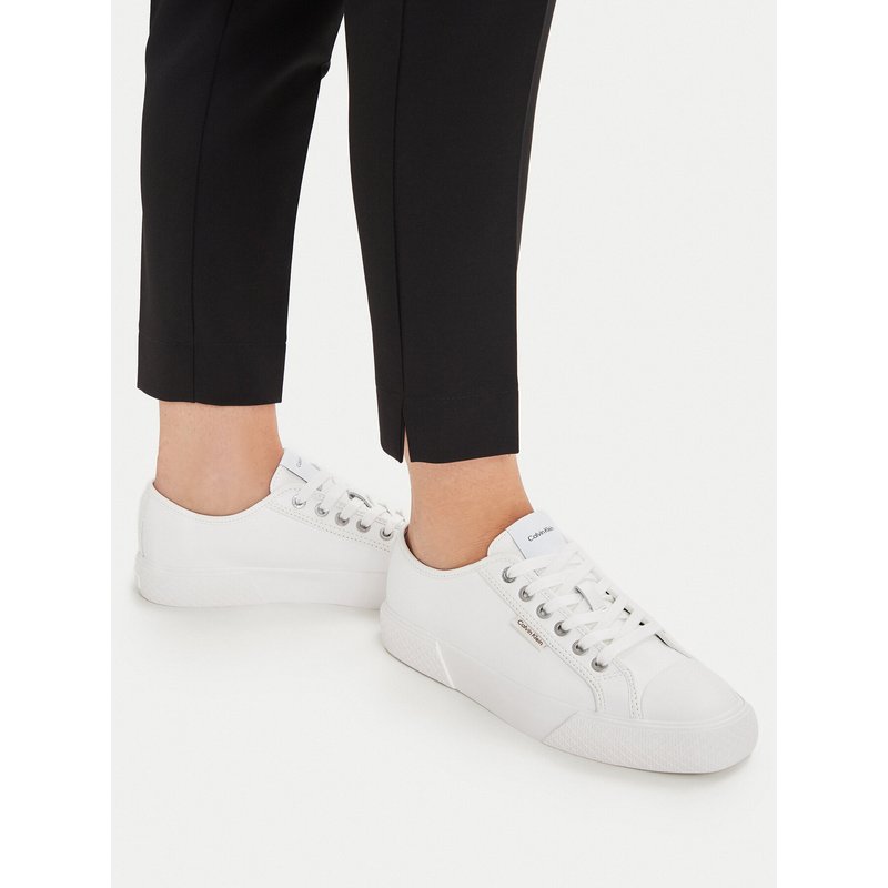 Sneakers aus Stoff Calvin Klein Vulc Lace Up Low Lth HW0HW03077 Weiß