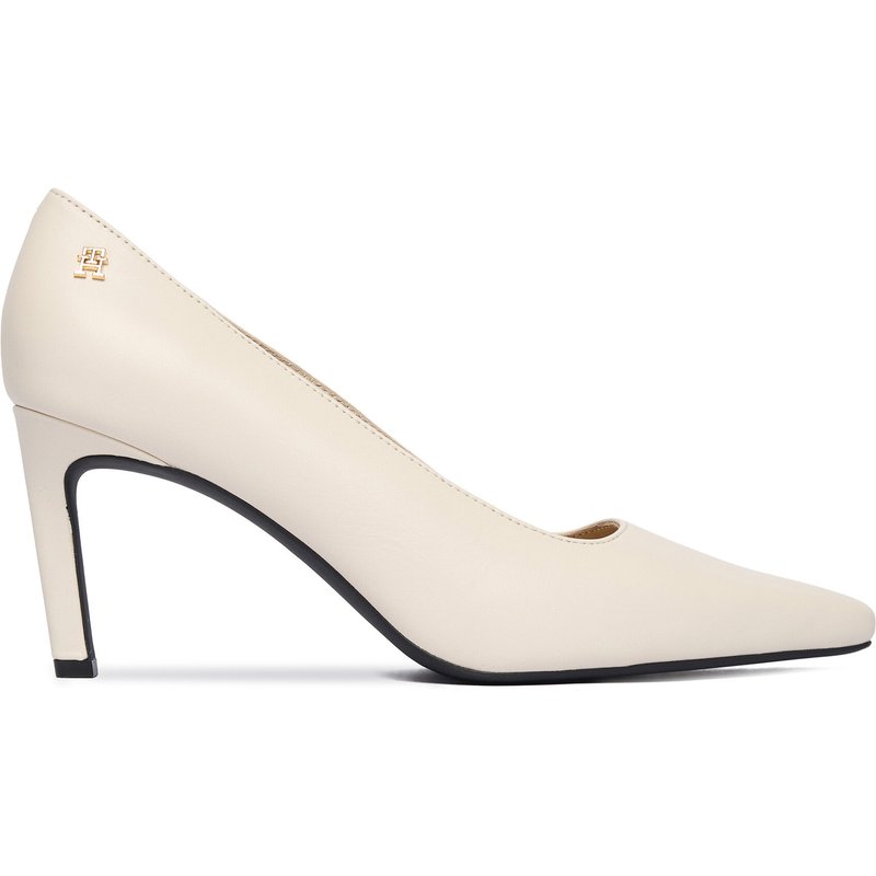 Pumps Tommy Hilfiger Th Logo Lth Pump Slanted Hl FW0FW09008 Écru