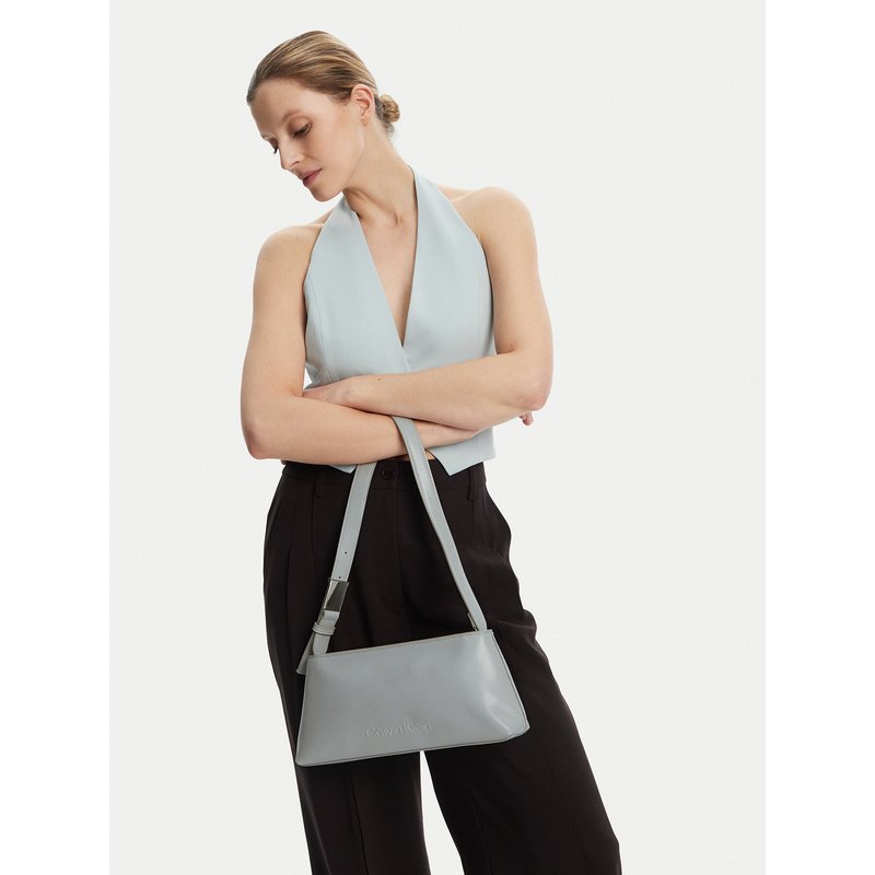 Handtasche Calvin Klein Embossed Logo Shoulder Bag K60K612550 Grau