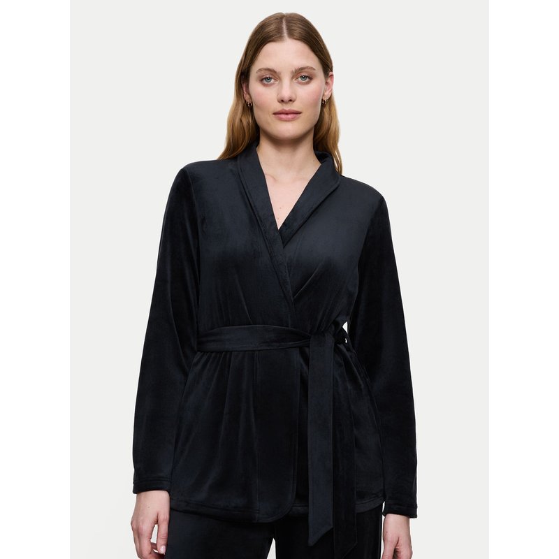 Triumph Pyjama-Bluse Sensual Velour 10225078 Schwarz Relaxed Fit