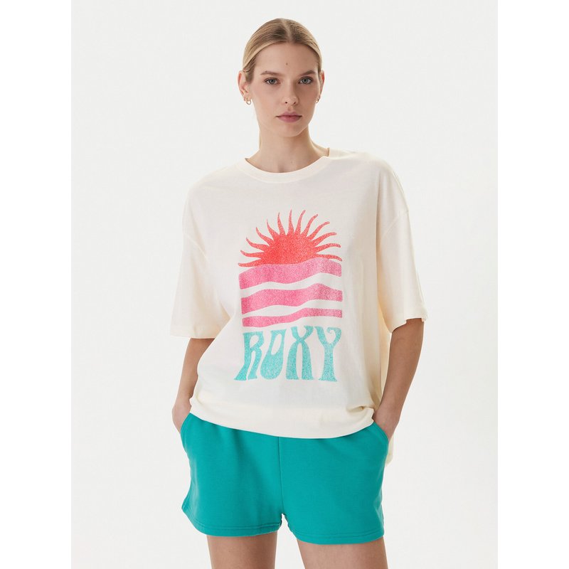 Roxy T-Shirt Hangloose Poster ERJZT06090 Hellbeige Loose Fit