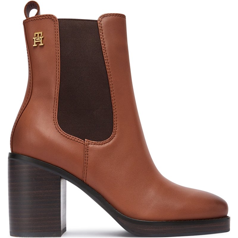 Stiefeletten Tommy Hilfiger Square Toe Chelsea High Block Hl FW0FW08844 Braun
