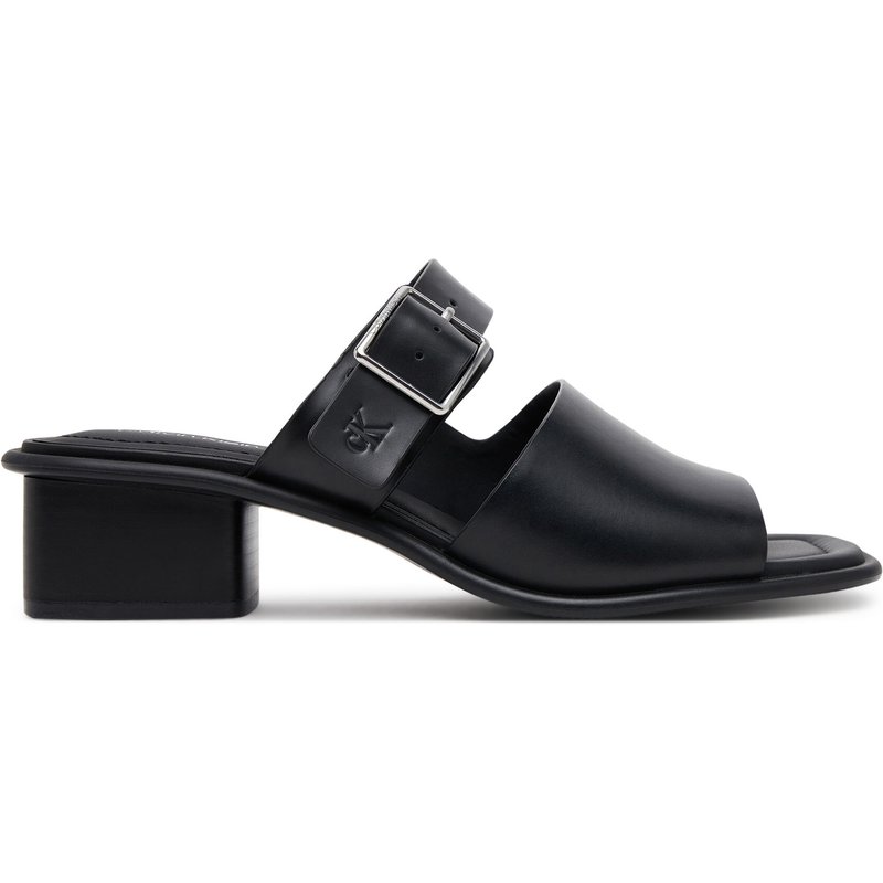 Pantoletten Calvin Klein Jeans Heel Square Mg Buckle Lth YW0YW01701 Schwarz