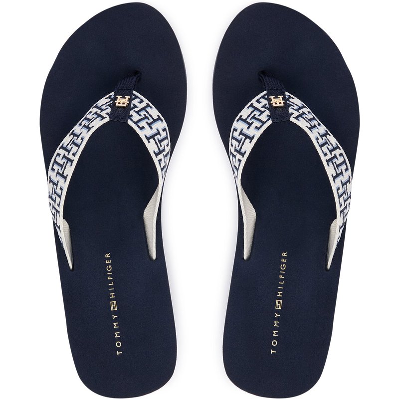 Zehentrenner Tommy Hilfiger Wedge Summer Sandal Mono FW0FW09698 Dunkelblau