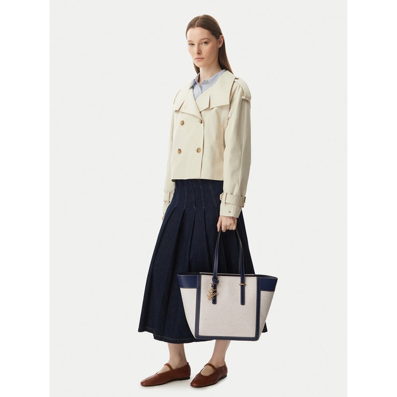 Handtasche Tommy Hilfiger Th Script Tote Canvas AW0AW18829 Creme