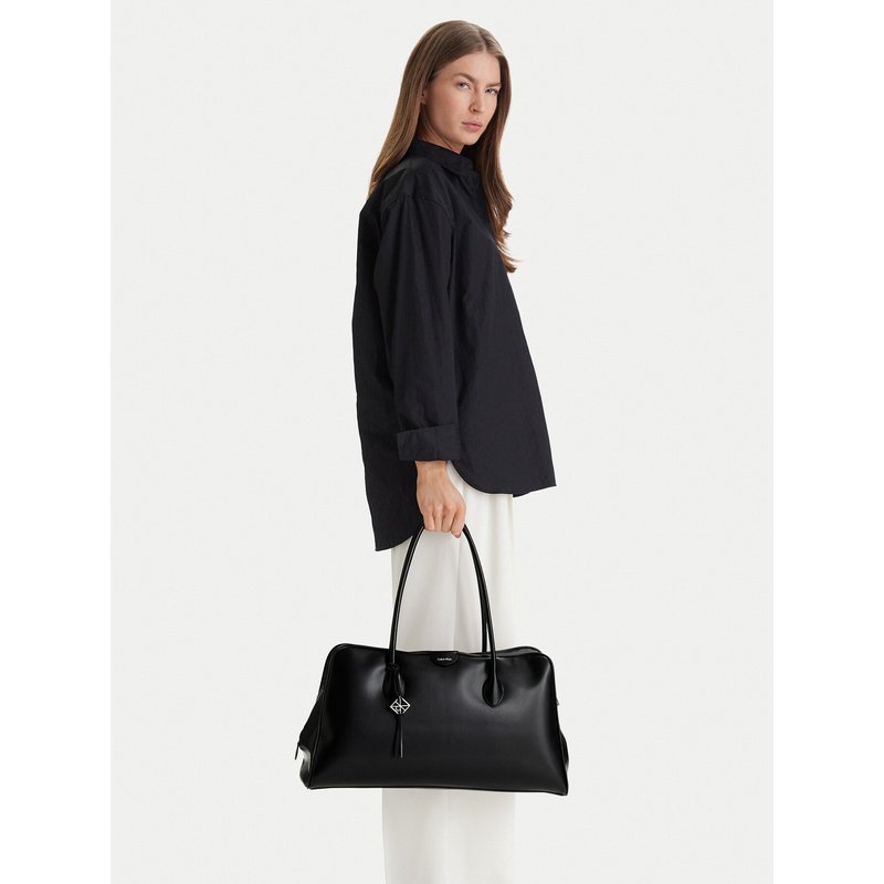Handtasche Calvin Klein Emblem Trio Large Work Bag LV04F3368G Schwarz