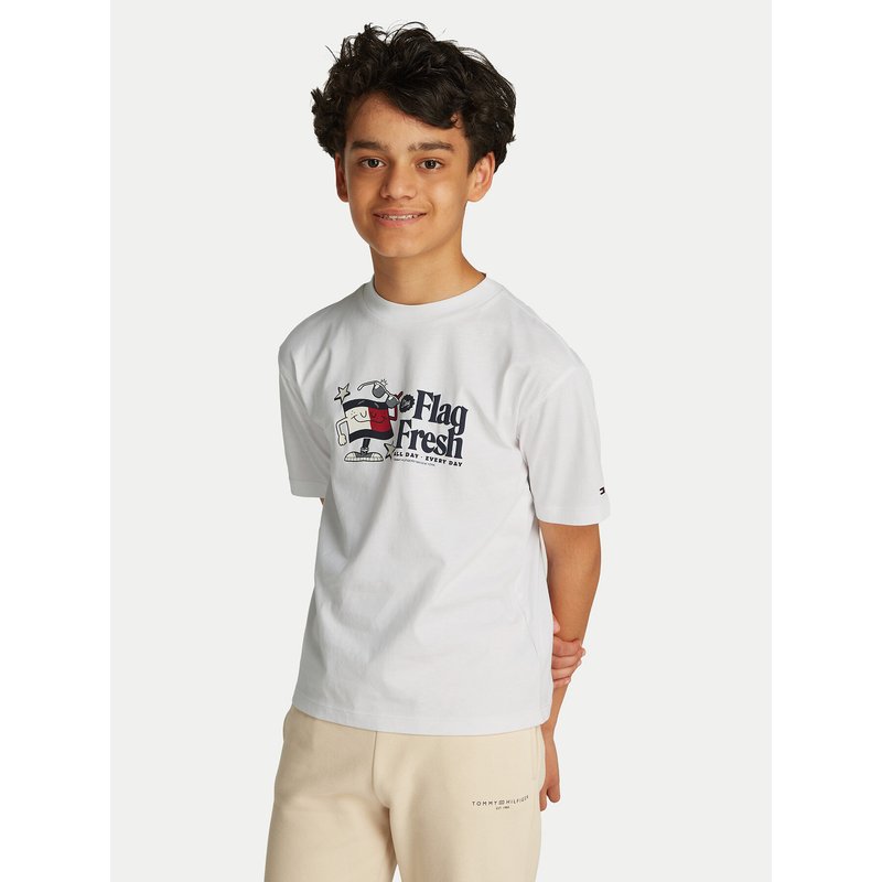 Tommy Hilfiger T-Shirt Flag Fun KB0KB09354 S Weiß Regular Fit