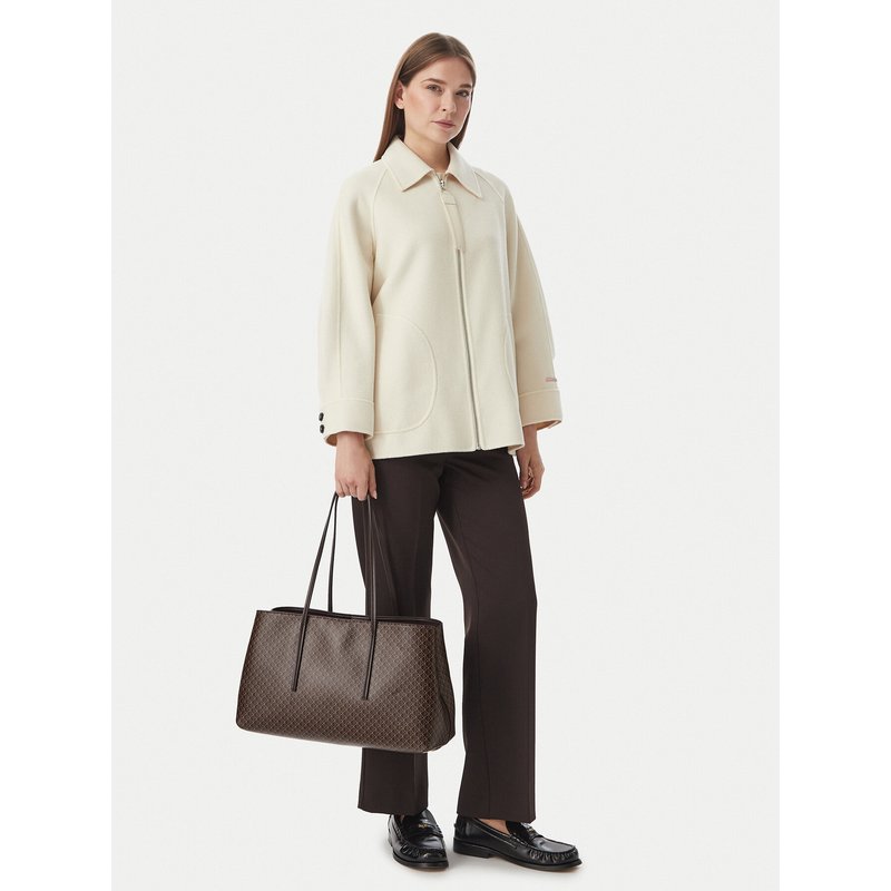 Handtasche Calvin Klein Emblem Aop Medium Work Tote LV04F3786G Dunkelbraun