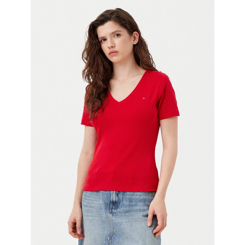 Tommy Hilfiger T-Shirt New Cody WW0WW40584 Rot Slim Fit