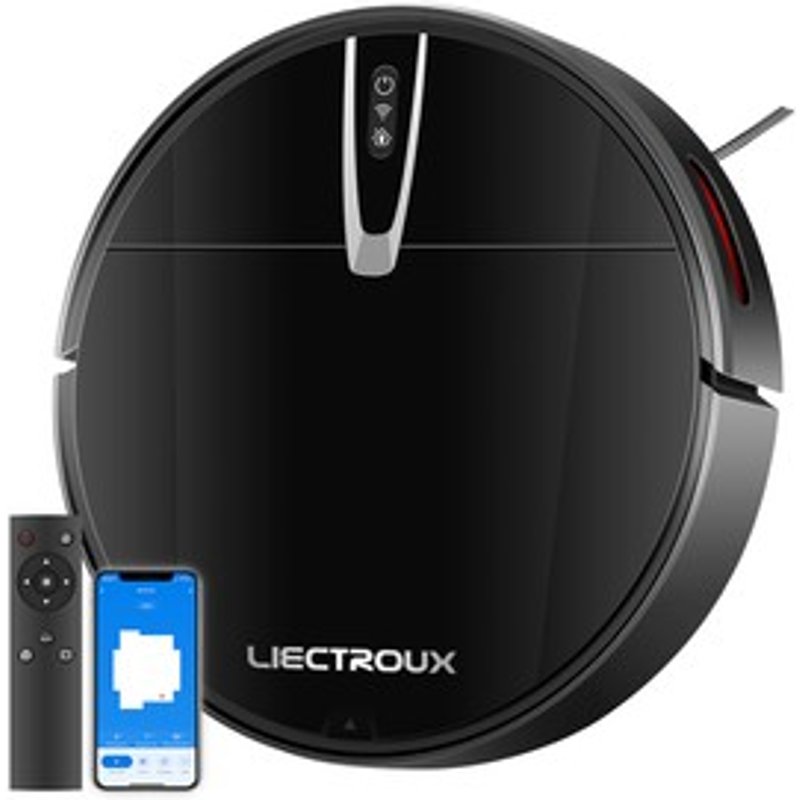 Aspirateur robot Liectroux V3S Pro aspiration 4000 Pa nettoyage à sec et humide navigation cartographique 2D avec mémoire commande vocale par application WiFi