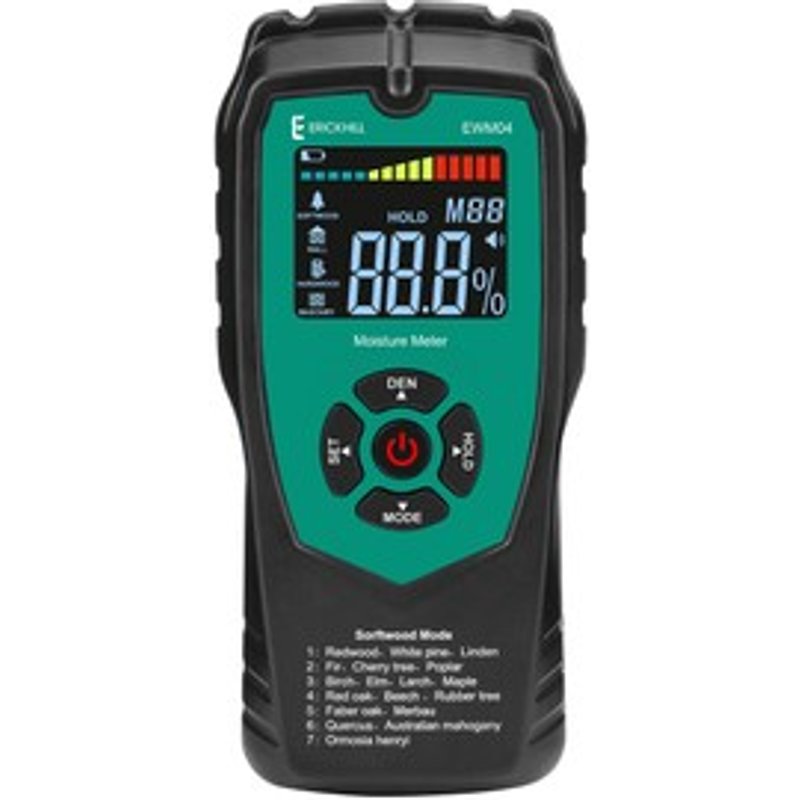 ERICKHILL EWM04 Hygromètre à Bois Sans Aiguille Détecteur dHumidité Numérique pour Bois de Chauffage Parquet Charpente